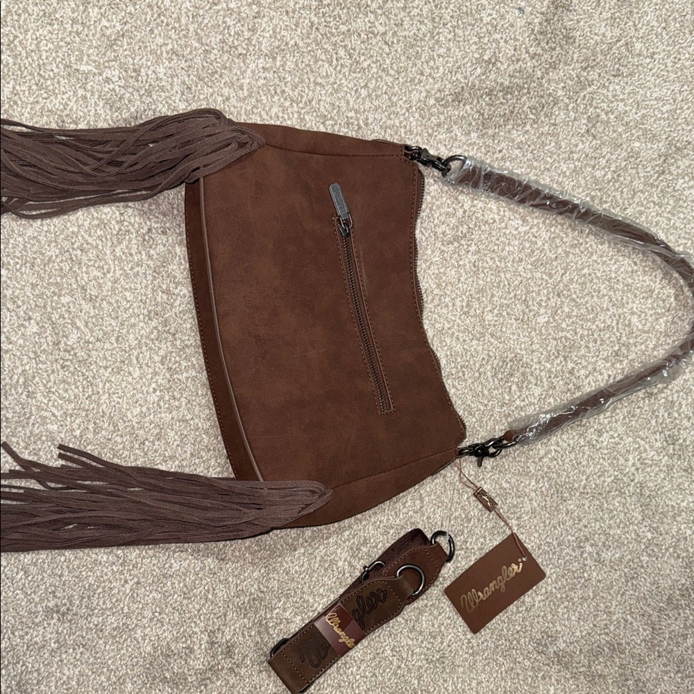 Wrangler Chocolate Fringe Crossbody Bag - Picture 3 of 3